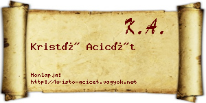 Kristó Acicét névjegykártya